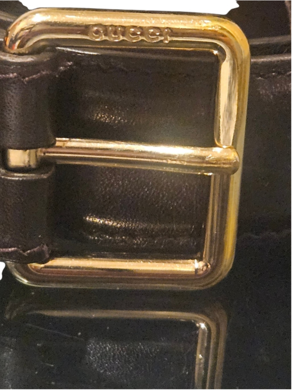 Gucci Brown Leather Belt with Gold Buckle, Size 34 - Picture 16 of 16